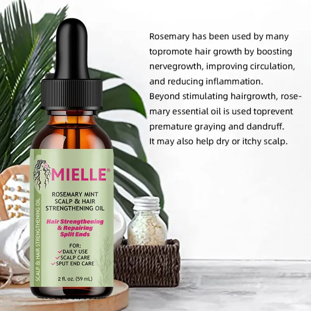 Hair Growth Essential Oil Rosemary Mint Hair Strengthening Oil Nourishing Treatment for Split Ends and Dry Organics Hair Care