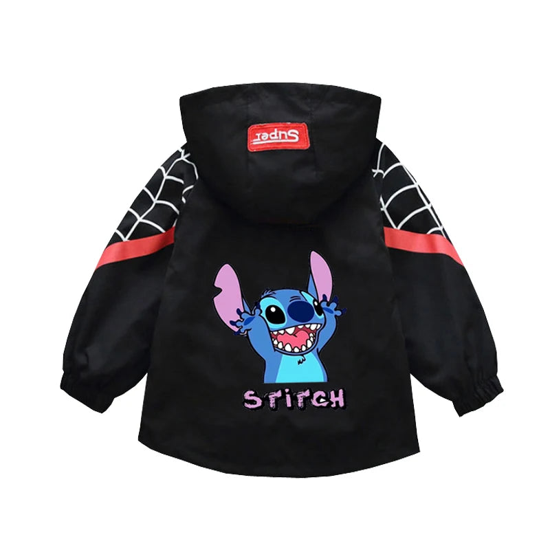 New Spring Autumn Cartoon Thin style Children costume boys Stitch Coats Jacket girls Hooded Coat Kids Outwear boy Clothing