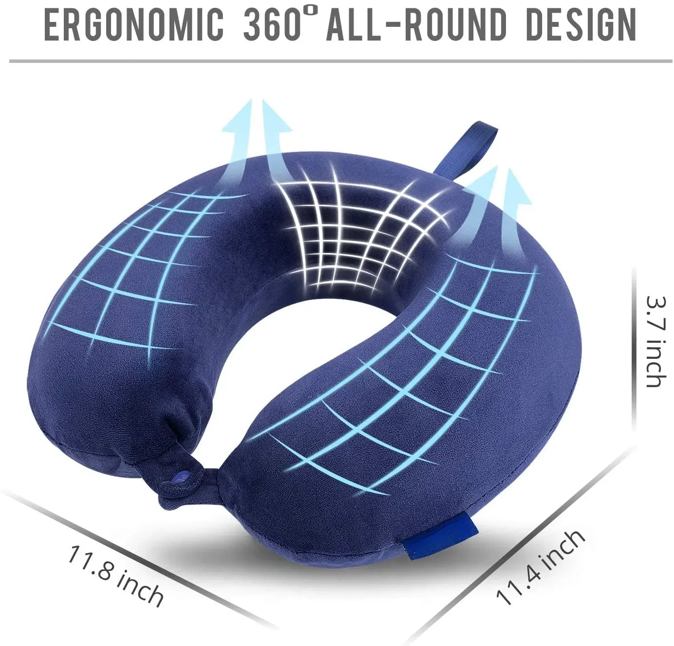 Travel Pillow Memory Foam Head Neck Airplane Pillow Traveling Car Home Office Travel Neck Flight Pillow Snap Strap Soft Cover