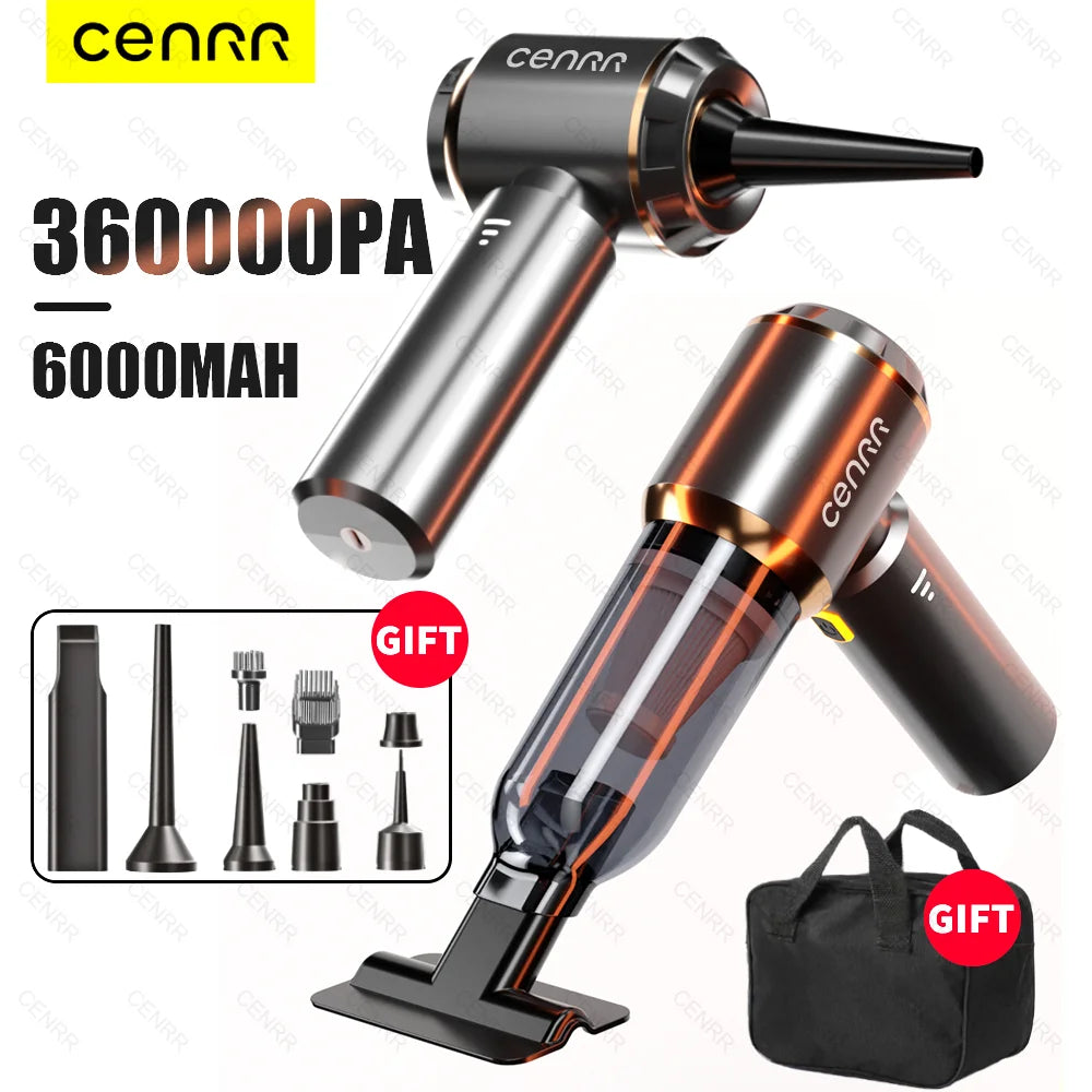 CENRR 360000PA Car Vacuum Cleaner Strong Suction Cordless Wireless Cleaner Portable  HandHeld Vacuum Cleaner Cleaning Machine