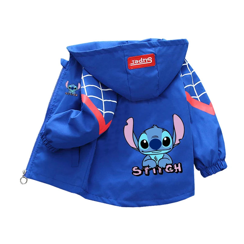 New Spring Autumn Cartoon Thin style Children costume boys Stitch Coats Jacket girls Hooded Coat Kids Outwear boy Clothing