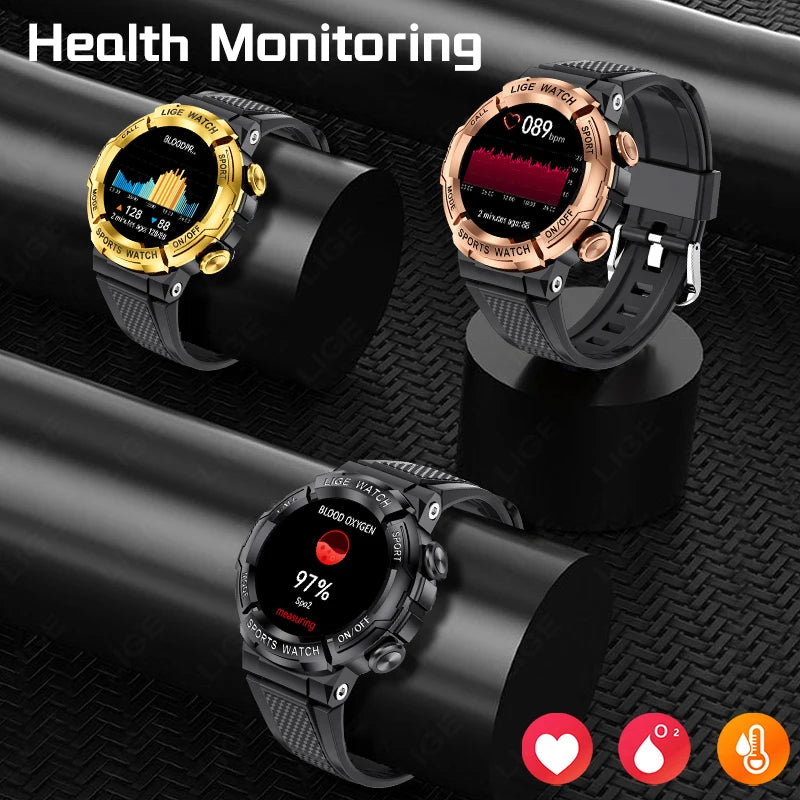 LIGE ECG Smartwatch Men Bluetooth Calling Siri Voice Assistant Bracelet Outdoors Sports Fitness Watch Waterproof Smart Watch Man