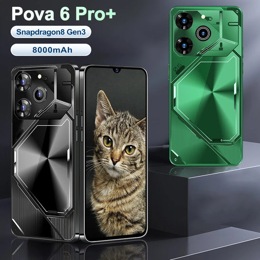 Smartphone Pova 6 Pro unlocked HD Screen maximum memory 22GB+2TB 5G Dual Sim Celulares Android14 Unlocked 8000mAh Cell celular