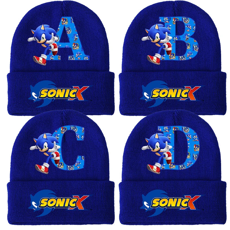 Sonics Boys Girls Knitted Hats Children Headgear Cotton Winter Outdoors Cute Woolen Cap Student Cartoon Anime Kids Birthday Gift