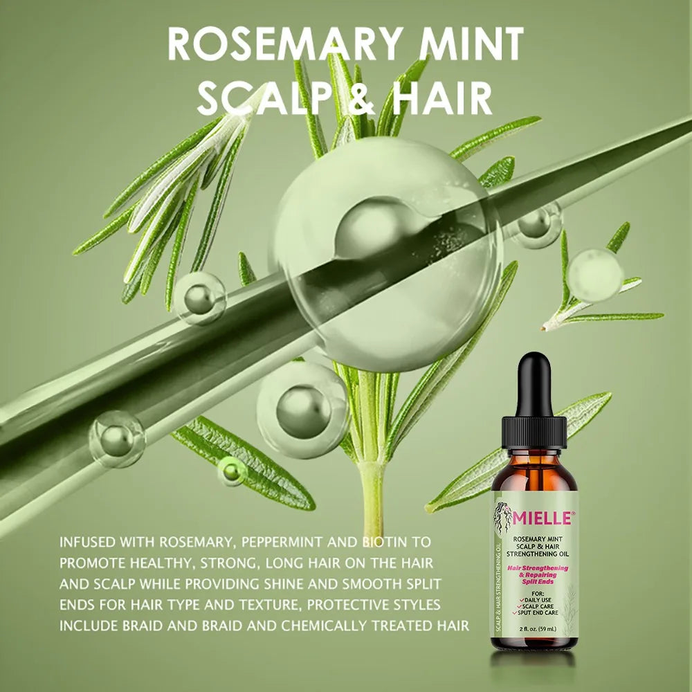 Hair Growth Essential Oil Rosemary Mint Hair Strengthening Oil Nourishing Treatment for Split Ends and Dry Organics Hair Care