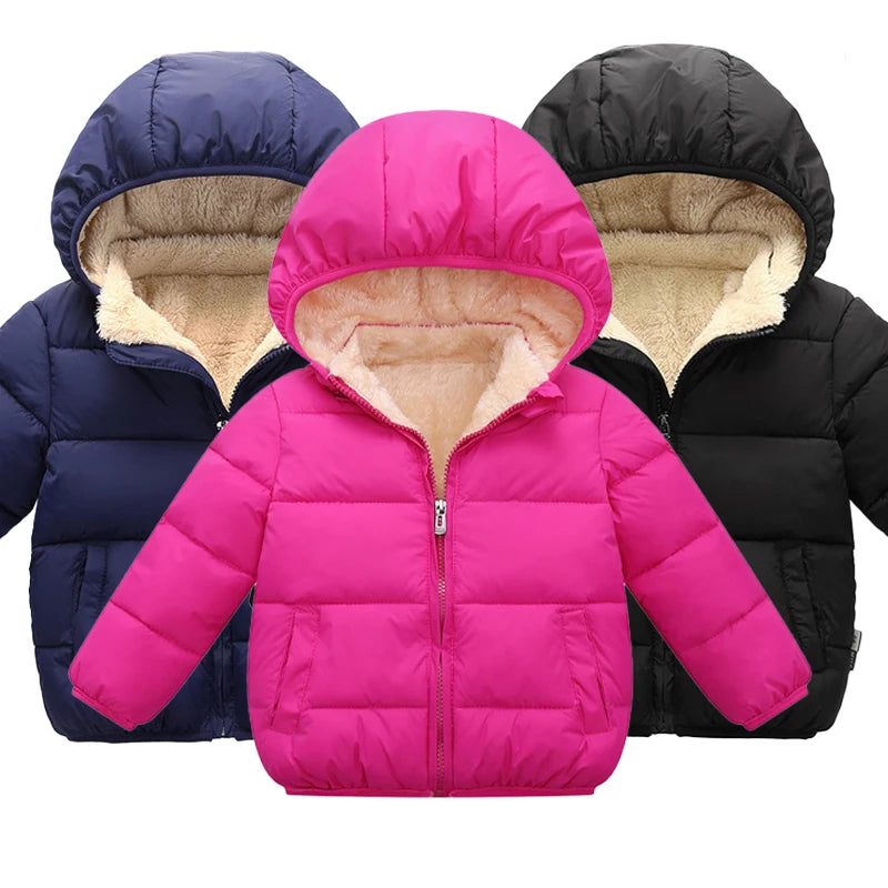 2-6 Years Thick Warm Boys Girls Jacket 2023 Winter Hooded Fur Collar Cotton Down Coat For Kids Children Outerwear Snowsuit