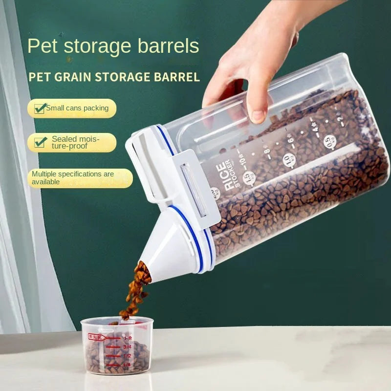 Dog Cat Food Container Sealed Plastic Storage Tank Moisture-proof Sealed Cans Transparent Bottles And Jars Pet  Accessories