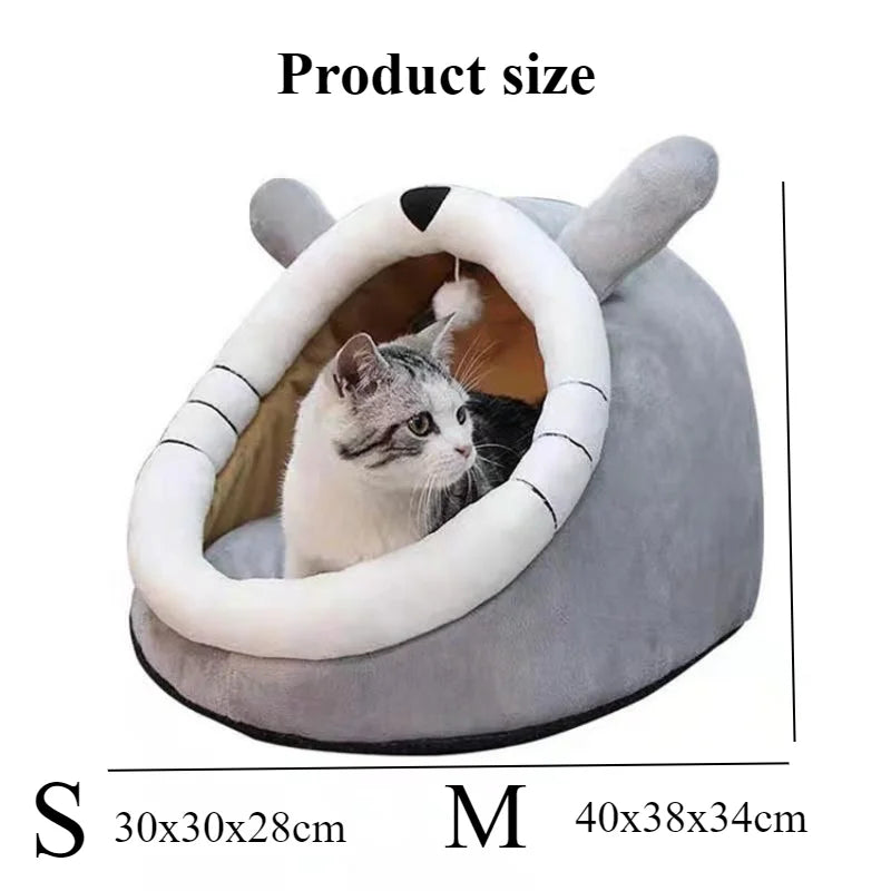 Winter Cute and Warm Cat/Dog House Foldable and Washable Puppy Cave Sofa Pet Bed House Suitable for Small and Medium Sized Dogs