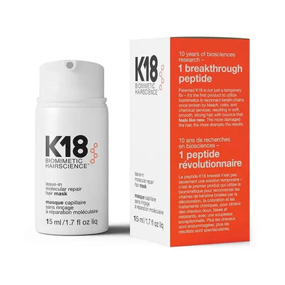 K18 Molecular Repair Hair Mask - Deep Conditioning Keratin Treatment for Soft, Restored and Healthy Hair 15ml