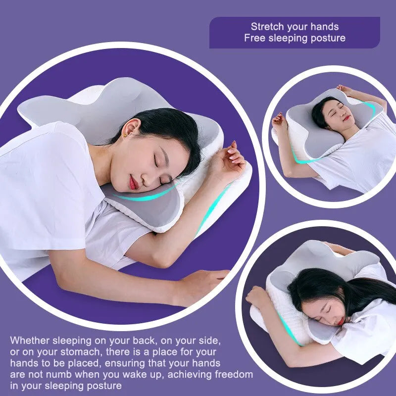 Memory Foam Pillows Butterfly Shaped Relaxing Cervical Slow Rebound Neck Pillow Pain Relief Sleeping Orthopedic Pillow Beding