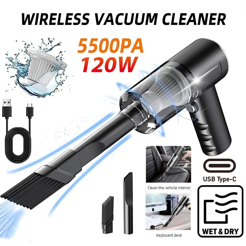 Car mounted mini handheld vacuum cleaner wireless high suction gap cleaning tool - suitable for car interiors, rooms, sofas